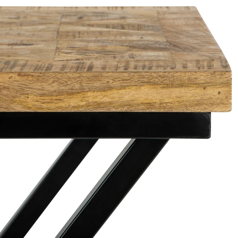 Beistelltisch 48x35x63 cm Schwarz aus Mangoholz und Metall WOMO-Design