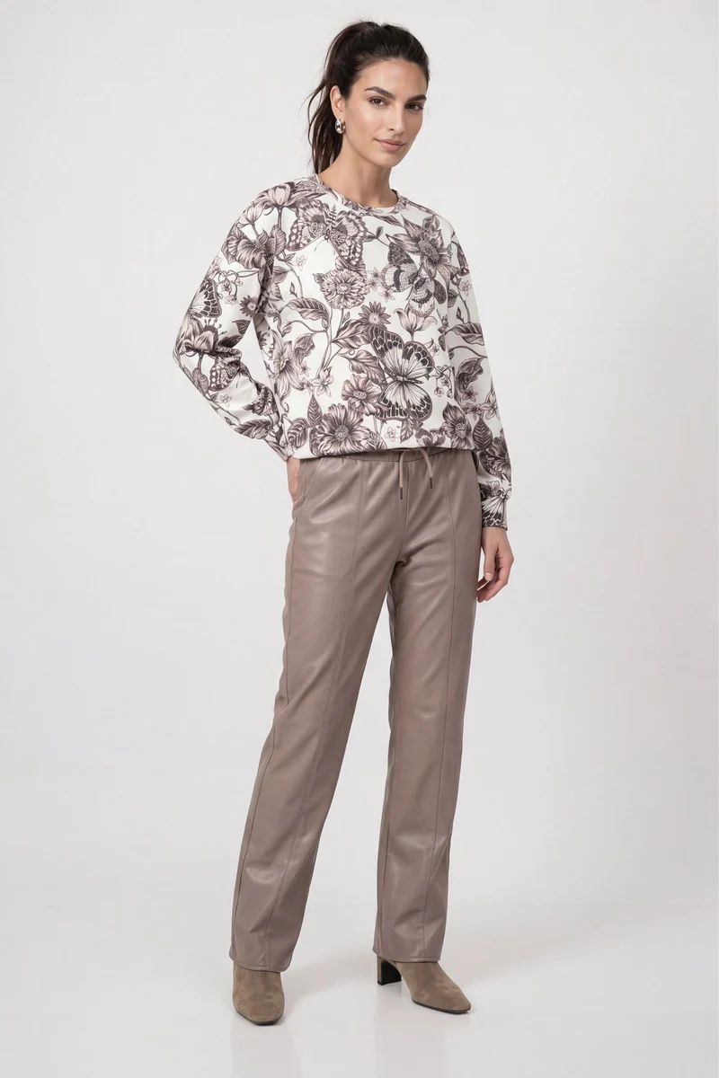Sweatshirt, taupe gemustert