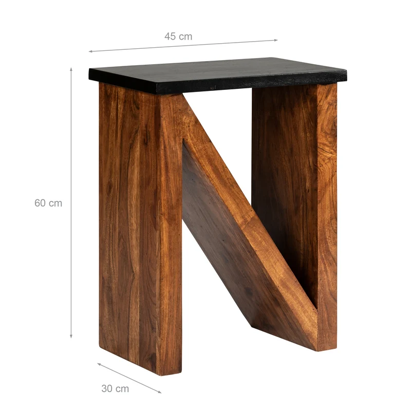 Beistelltisch N-Form 45x30x60 cm Braun aus Akazienholz WOMO-Design