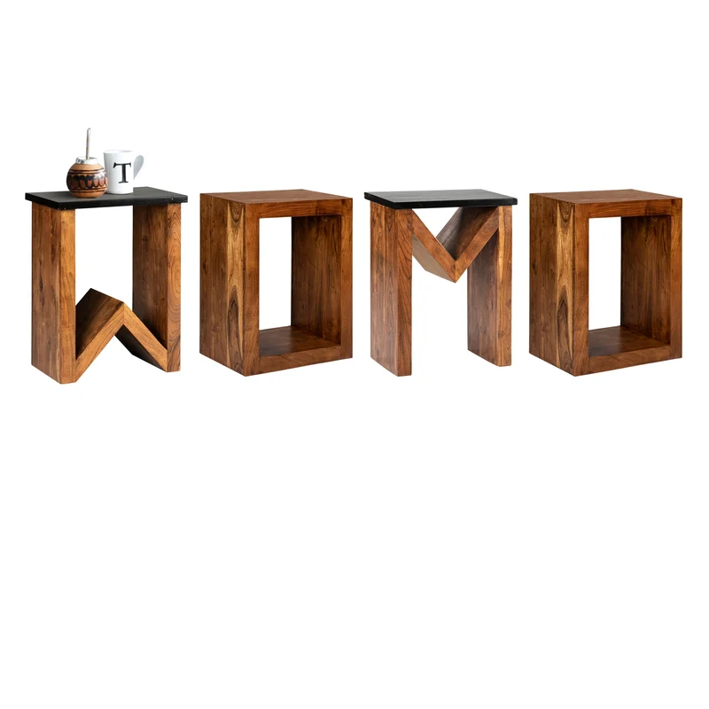 Beistelltisch N-Form 45x30x60 cm Braun aus Akazienholz WOMO-Design
