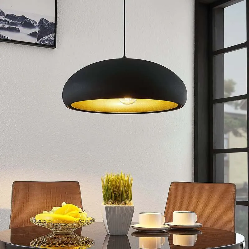 B-Ware Lindby Pendelleuchte Hängeleuchte Gerwina LED Lampe dimmbar schwarz/gold 40cm