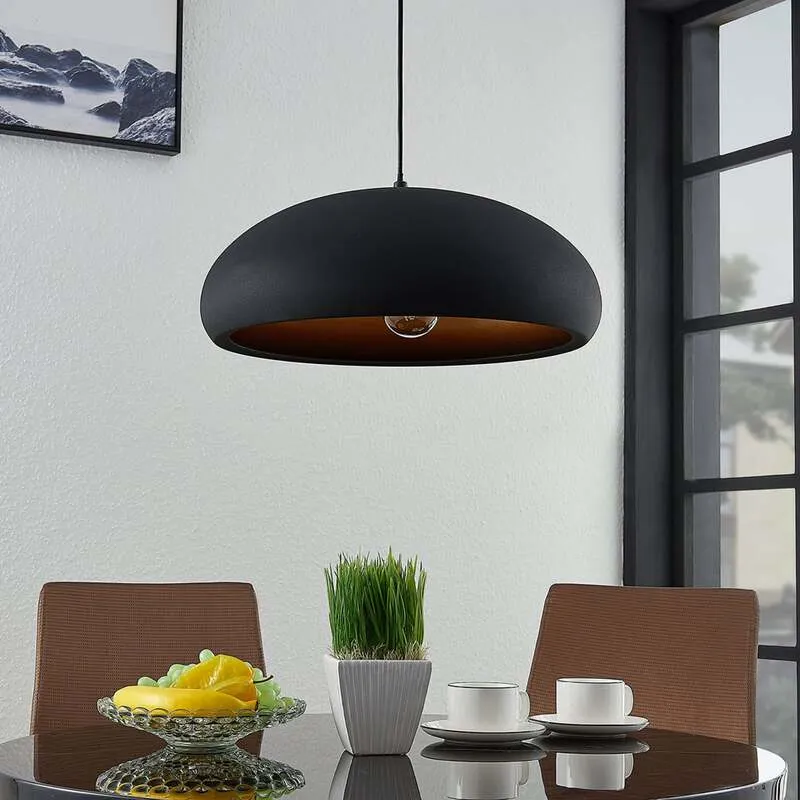 B-Ware Lindby Pendelleuchte Hängeleuchte Gerwina LED Lampe dimmbar schwarz/gold 40cm