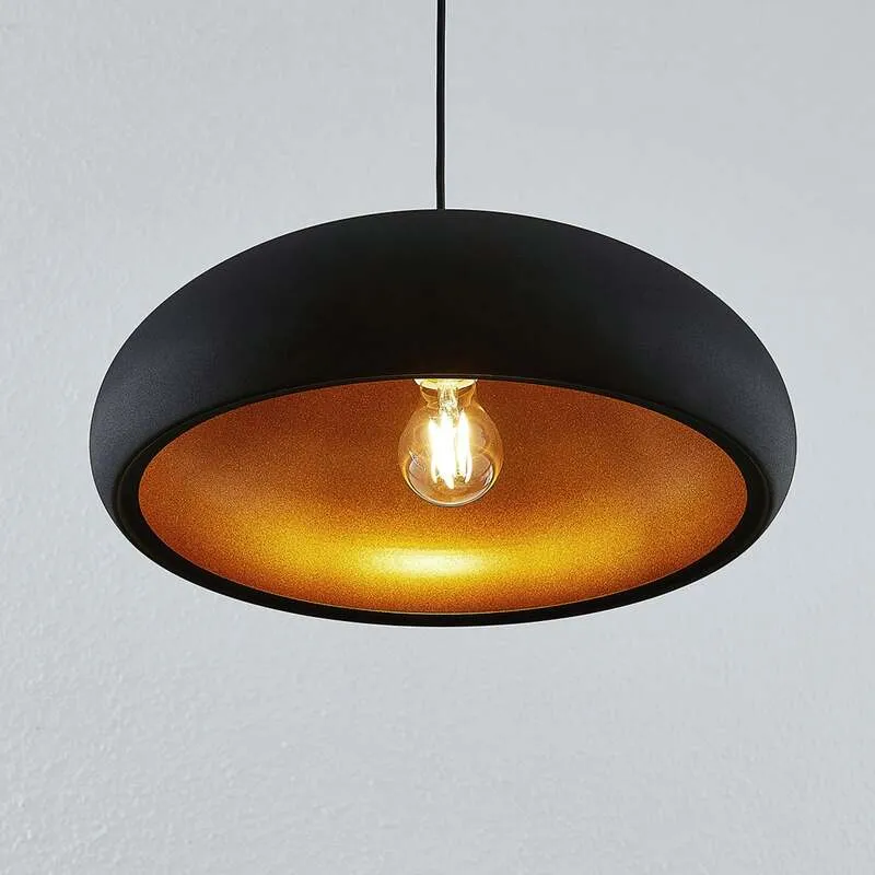 B-Ware Lindby Pendelleuchte Hängeleuchte Gerwina LED Lampe dimmbar schwarz/gold 40cm