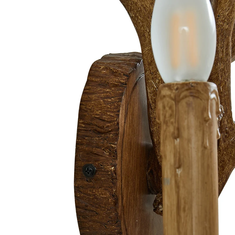 B-Ware Lindby Wandleuchte Fibi LED Wandlampe Geweih 2-flammig dimmbar braun 36x47cm