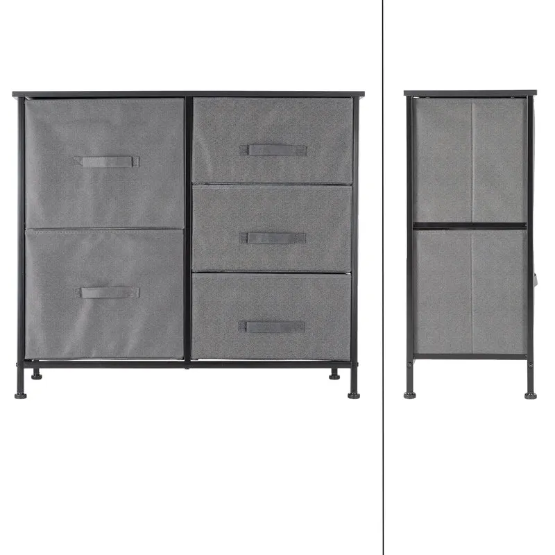 Kommode mit 5 Schubladen 80x30x70 cm Schwarz aus MDF ML-Design
