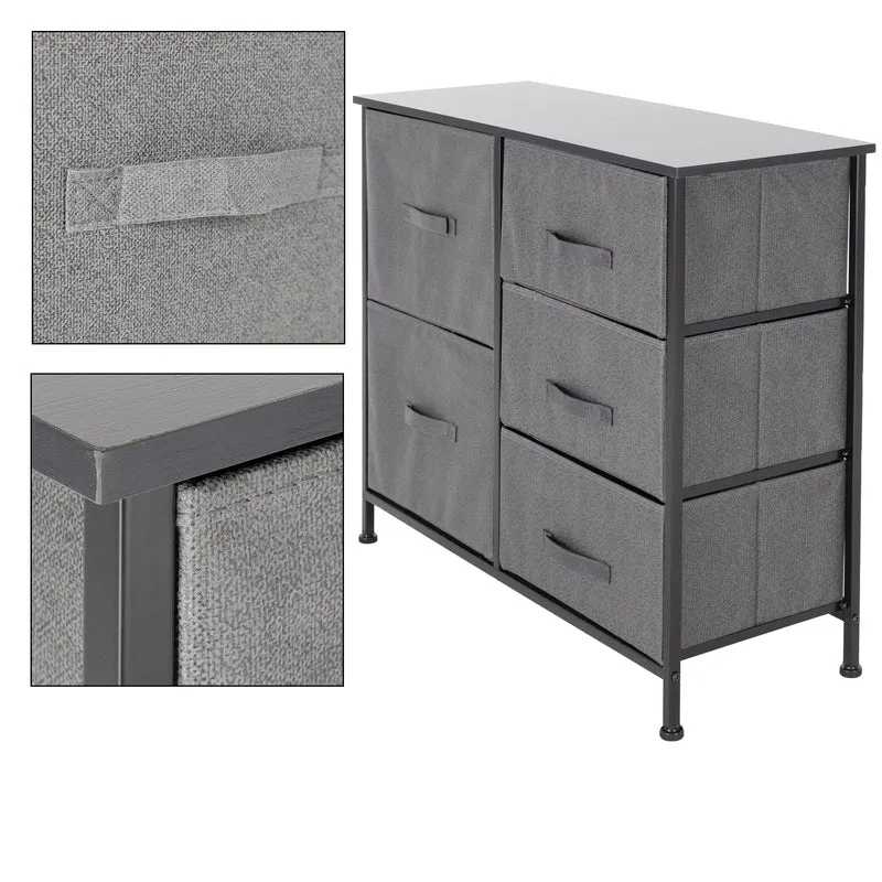 Kommode mit 5 Schubladen 80x30x70 cm Schwarz aus MDF ML-Design