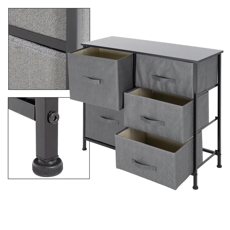 Kommode mit 5 Schubladen 80x30x70 cm Schwarz aus MDF ML-Design