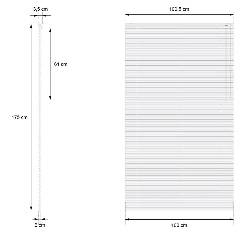Aluminium Jalousie 100x175 cm Silber inkl. Montagematerial