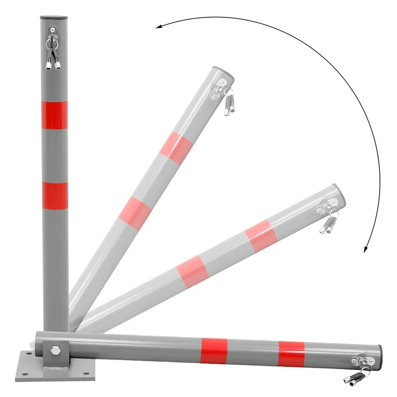 3er Set Klappbare Parkpfosten 71 cm Anthrazit aus Stahl