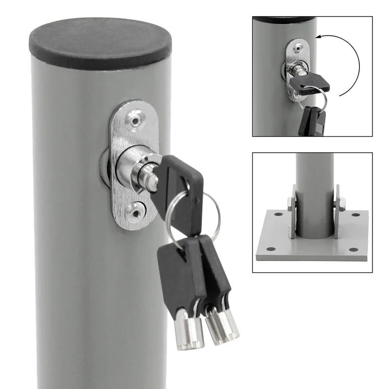 2er Set Klappbare Parkpfosten 71 cm Anthrazit aus Stahl