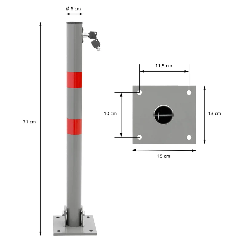 2er Set Klappbare Parkpfosten 71 cm Anthrazit aus Stahl