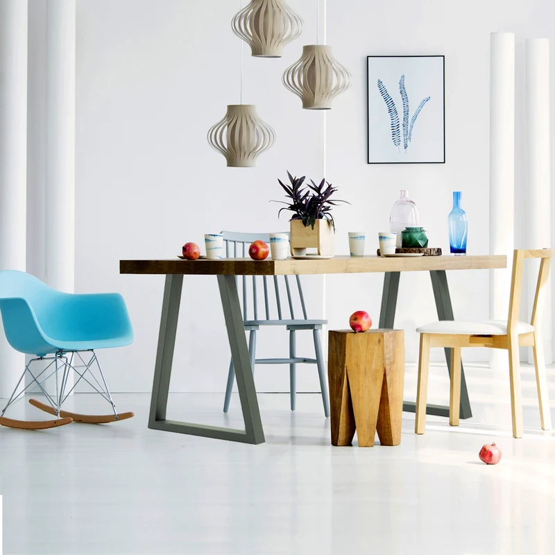 Tischbeine Tischgestell 2er Set Trapez-Design 60x72 cm Steingrau aus Stahl
