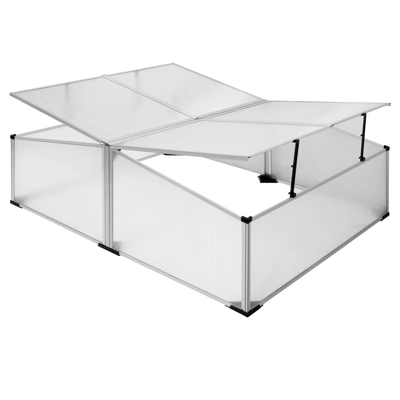 Frühbeet mit Doppeldach, 100x120x40 cm, mit Aluminium Rahmen, aus Polycarbonat