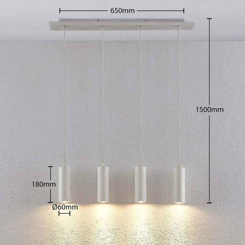 B-Ware Lindby Hängeleuchte Joffrey LED Pendelleuchte Lampe dimmbar weiß 76cm 4-flg