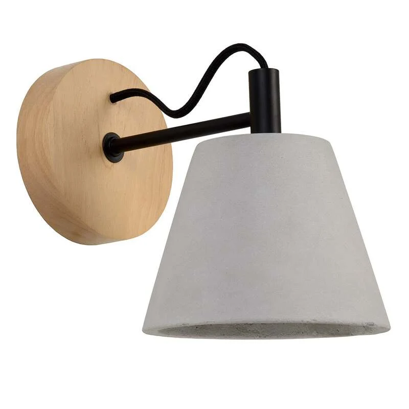 B-Ware Lucide Wandleuchte Possio LED Wandlampe Beton Holz dimmbar hellgrau schwarz