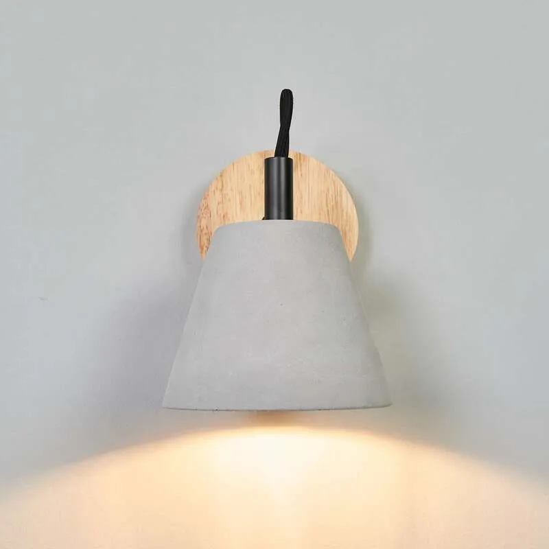 B-Ware Lucide Wandleuchte Possio LED Wandlampe Beton Holz dimmbar hellgrau schwarz