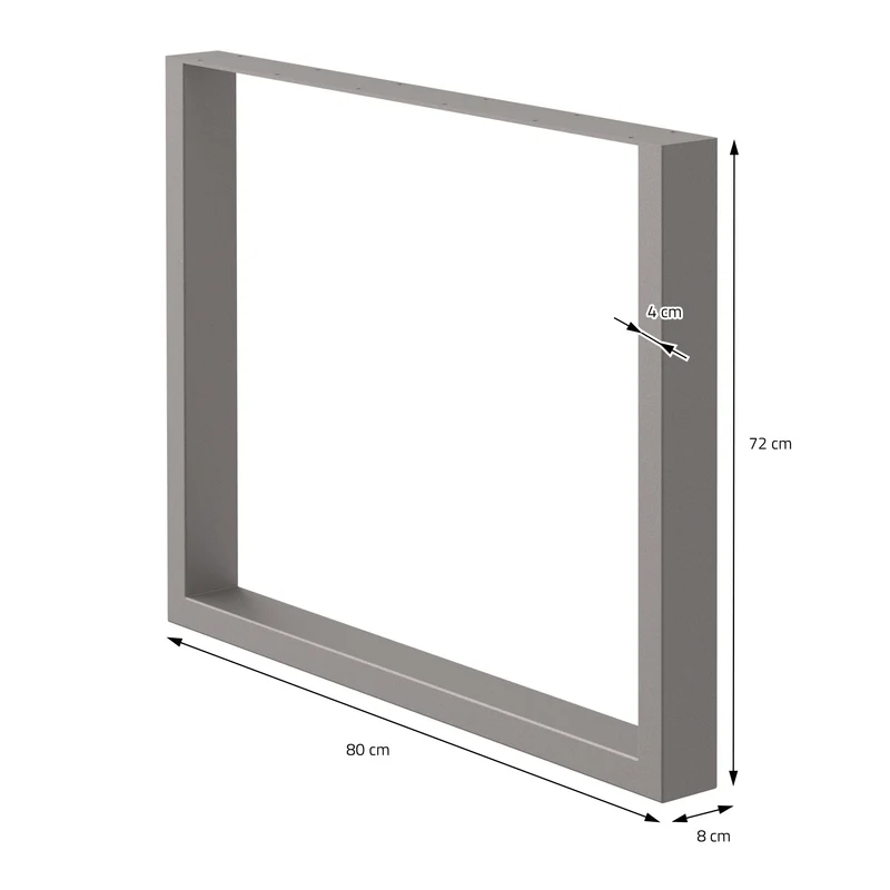 B-Ware Tischbeine Tischgestell 2er Set U-Design 80x72 cm Grau aus Stahl ML-Design