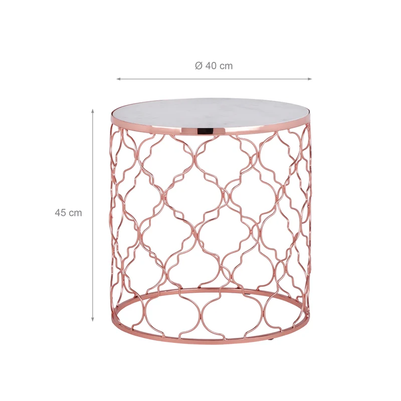 Beistelltisch 2er Set Ø 40/45 cm Weiß aus Metall und Marmor WOMO-Design