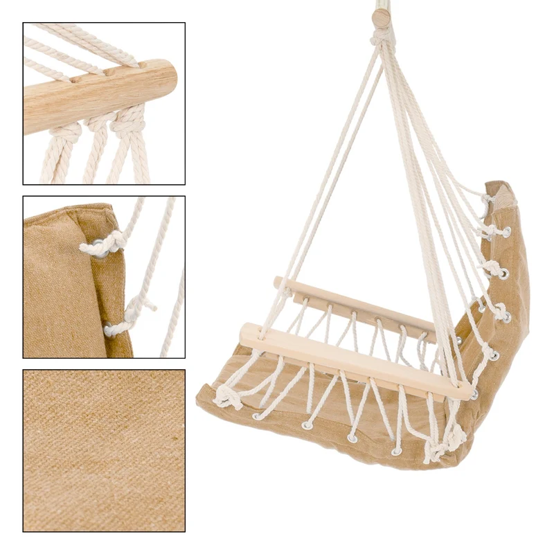 Hängesessel mit Armlehnen und Gestell 210 cm Terra Cota aus Baumwolle und Holz