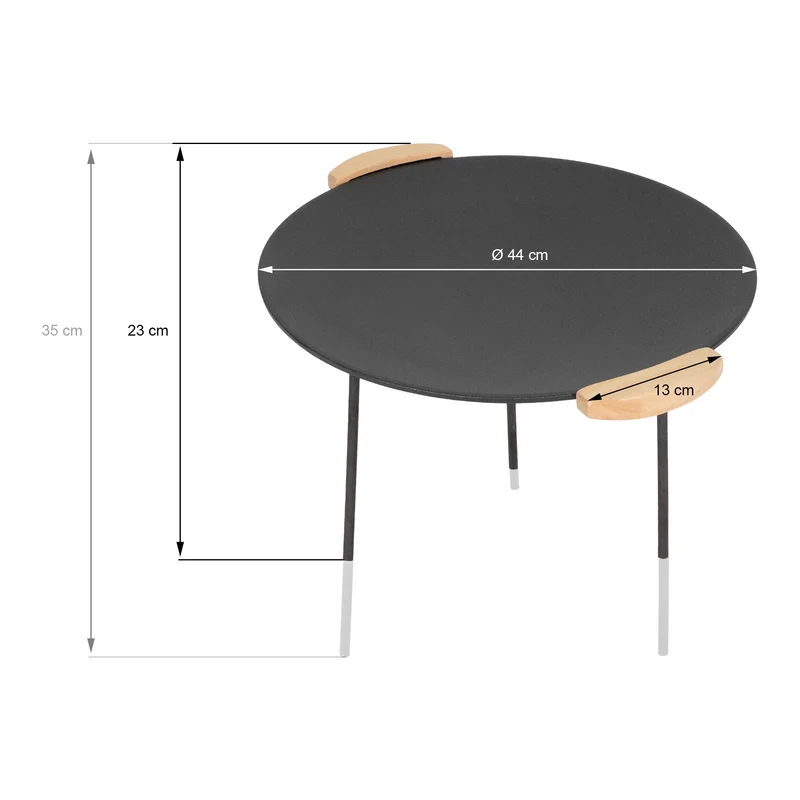 Grillplatte mit 6 Beinen Ø 44 cm aus Gusseisen