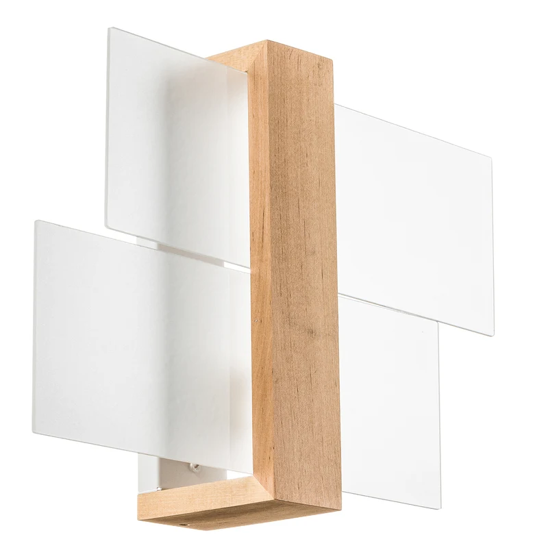 B-Ware Wandleuchte Shifted 1 LED Wandlampe dimmbar Glas Holz weiß 43x30cm elegant