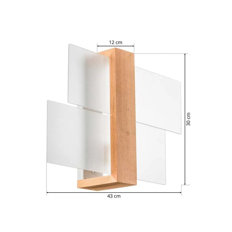 B-Ware Wandleuchte Shifted 1 LED Wandlampe dimmbar Glas Holz weiß 43x30cm elegant