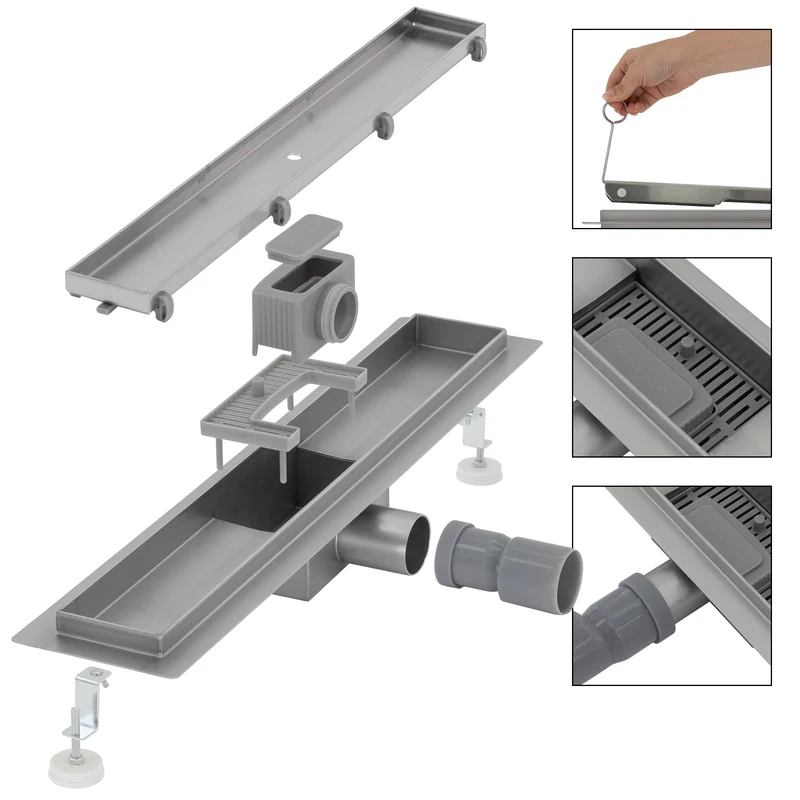 ML-Design Duschrinne befliesbar 60cm Silber aus Edelstahl
