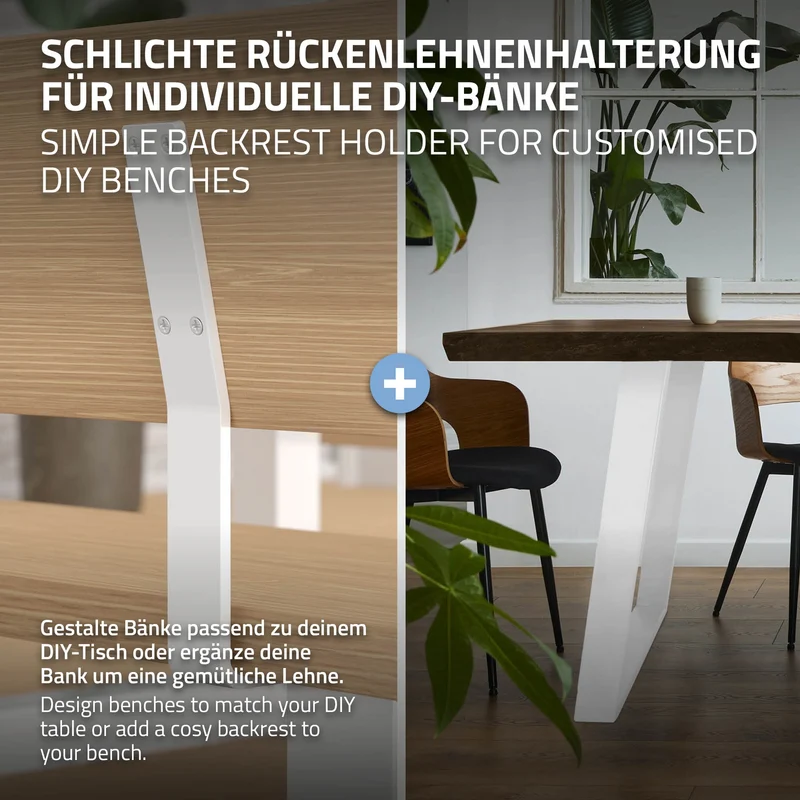 Rückenlehnenhalterung 2er Set 345 x 90 mm Weiß aus Stahl ML-Design