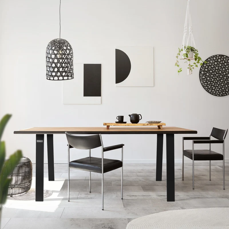 2er Set Tischkufen Loft 75x72 cm Schwarz Profil 8x2 cm aus Stahl U-Form ML-Design