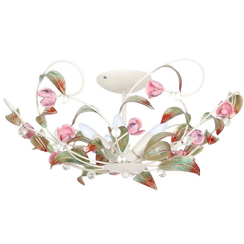 B-Ware Euluna Deckenlampe Rose Kronleuchter Deckenlampe Lampe fünfflammig E14 bunt