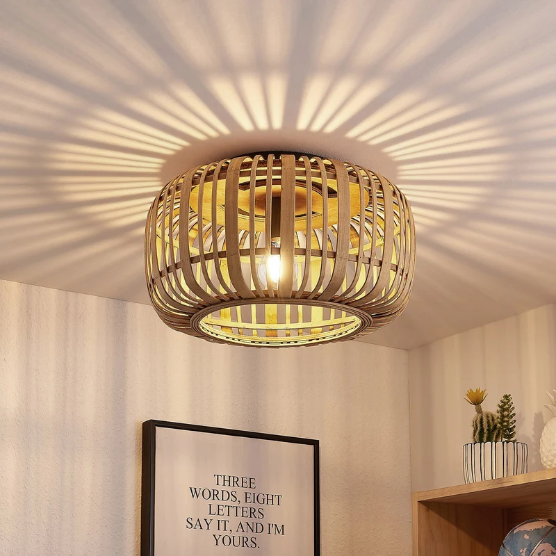 B-Ware Lindby Canyana Deckenlampe Deckenleuchte Lampe Leuchte aus Rattanschirm natur