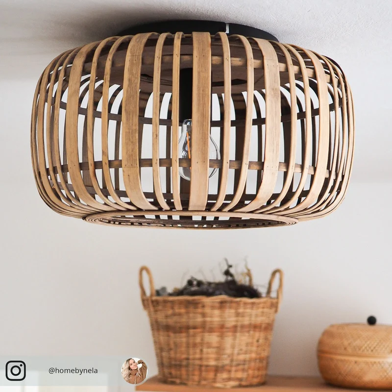 B-Ware Lindby Canyana Deckenlampe Deckenleuchte Lampe Leuchte aus Rattanschirm natur