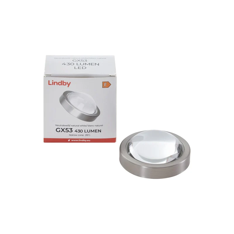 3x B-Ware Lindby LED-Lampe, GX53 4,8W, 4.200K, nickel, Ø 7,5 cm