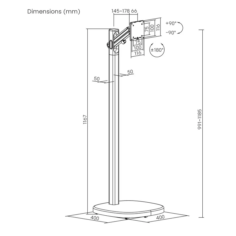 B-Ware SpeaKa Professional TV-Standfuß Bodenständer TV-Halterung 88,9 cm Neigbar
