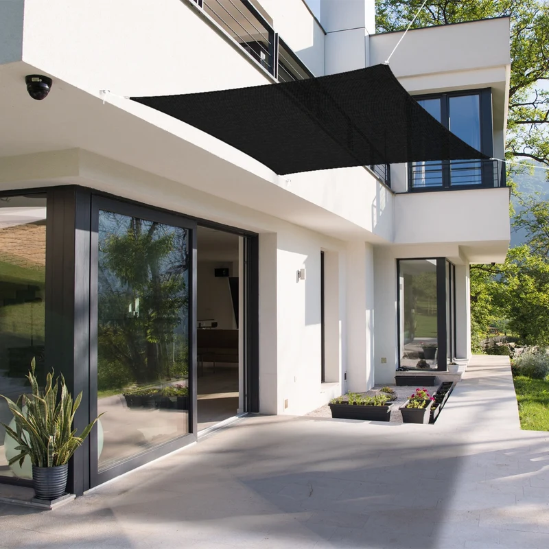 Sonnensegel quadrat 5x5 m Anthrazit 100% HDPE mit UV Schutz inkl. Befestigungsseile