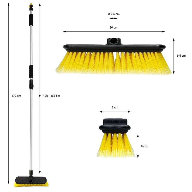Teleskop-Waschbürste mit Wasserdurchlauf 100 - 168 cm