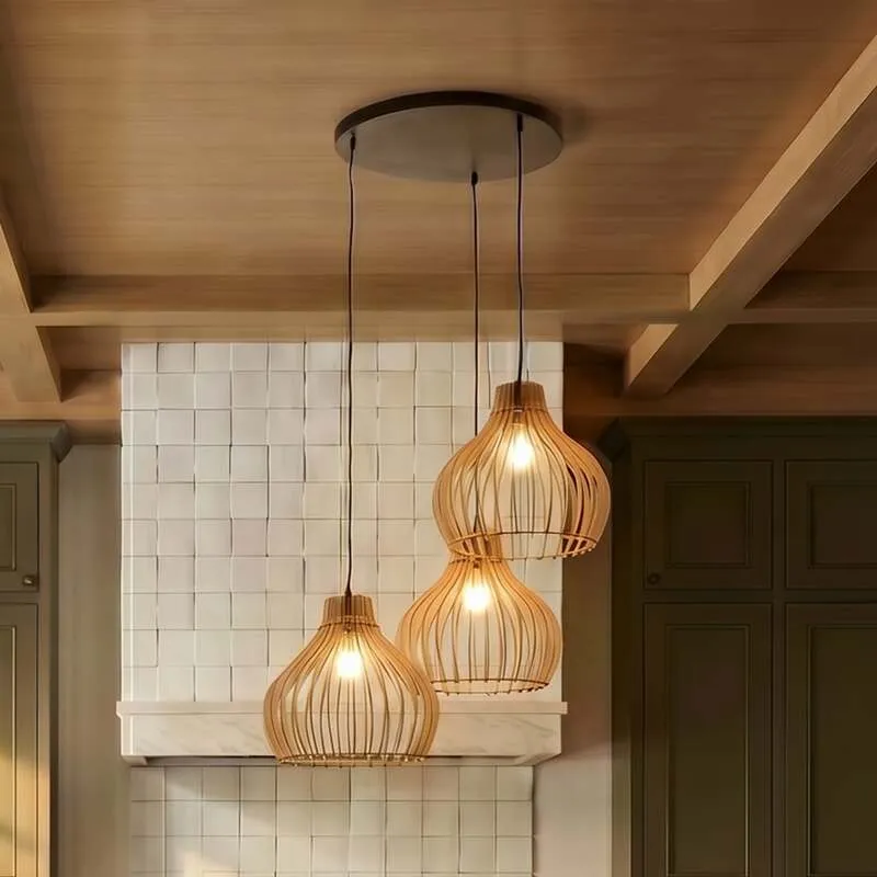 B-Ware Euluna Hängeleuchte Barrel LED Pendelleuchte dimmbar rustikal Holz schwarz 50cm