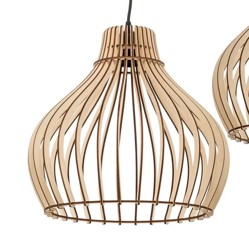 B-Ware Euluna Hängeleuchte Barrel LED Pendelleuchte dimmbar rustikal Holz schwarz 50cm