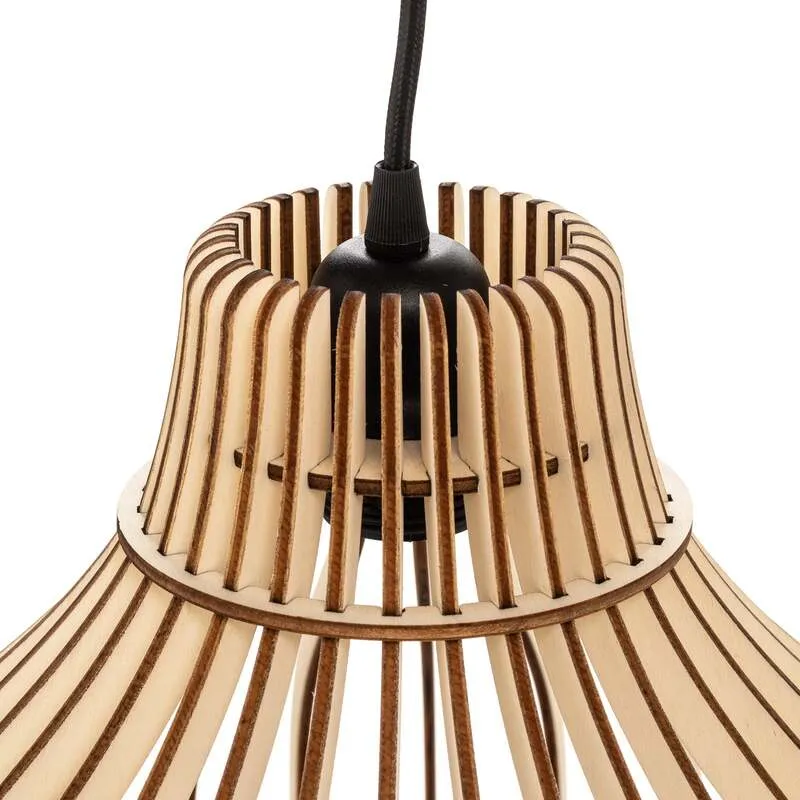 B-Ware Euluna Hängeleuchte Barrel LED Pendelleuchte dimmbar rustikal Holz schwarz 50cm