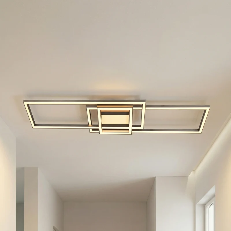 B-Ware Lindby Deckenleuchte Mairin LED dimmbar CCT Fernbedienung nickel 105x25cm
