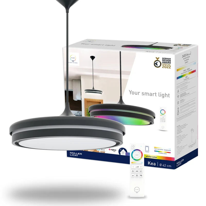 B-Ware Müller Licht tint Hängeleuchte Kea LED Pendelleuchte dimmbar schwarz 42cm Ø