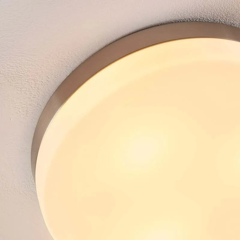 B-Ware Lindby Deckenlampe Amilia LED Lampe dimmbar Glas nickel IP44 Ø30cm weiß Leuchte