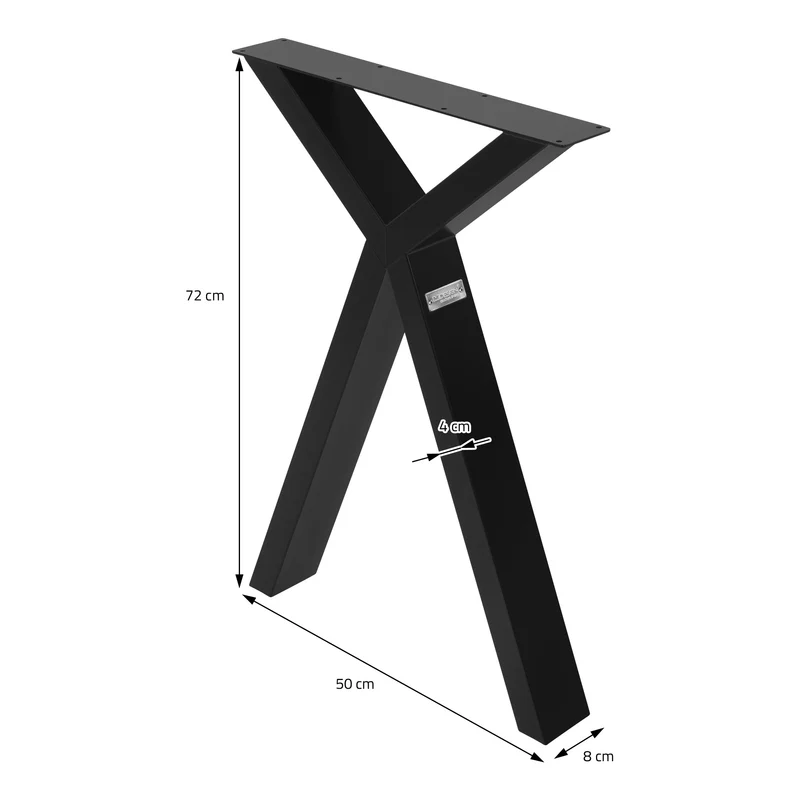 2 Stück Tischbeine B50xH72 cm Tischkufen X-Form Stahl pulverbeschichtet Schwarz ML-Design