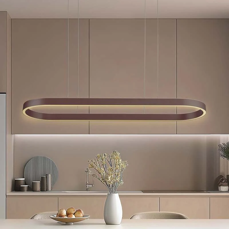 B-Ware Lucande Hängeleuchte Melinay LED Pendelleuchte dimmbar CCT braun 110x32cm