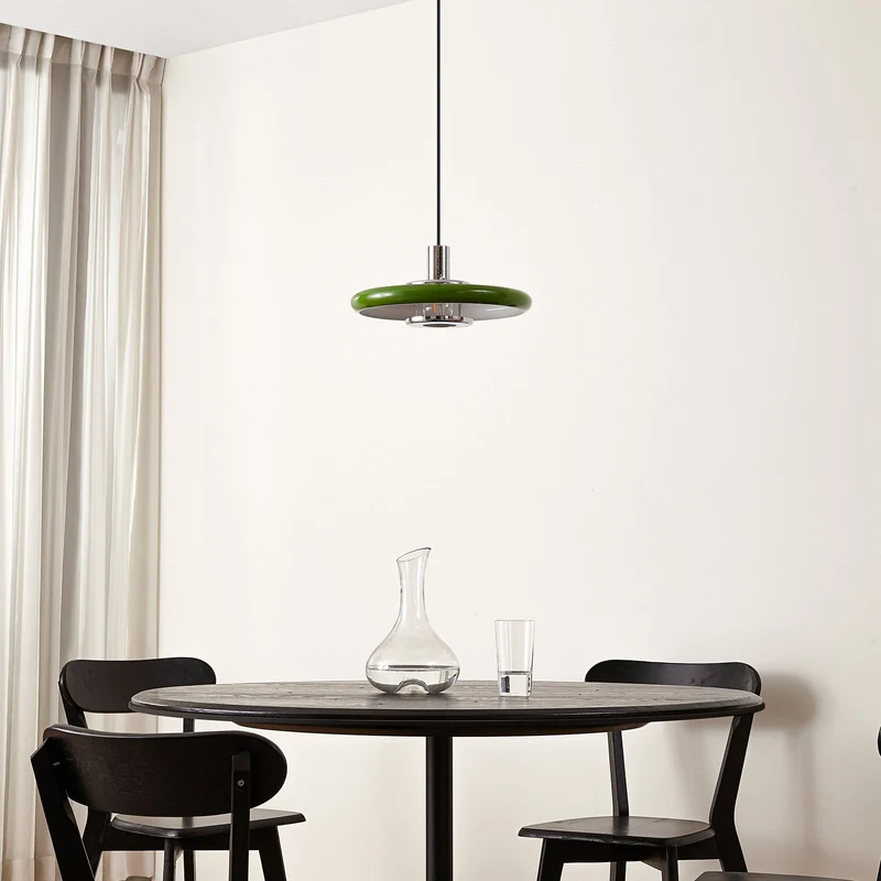B-Ware Lindby Pendelleuchte Branford Hängeleuchte Retro Lampe Ø 35 cm grün Metall E27