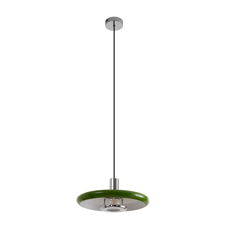 B-Ware Lindby Pendelleuchte Branford Hängeleuchte Retro Lampe Ø 35 cm grün Metall E27