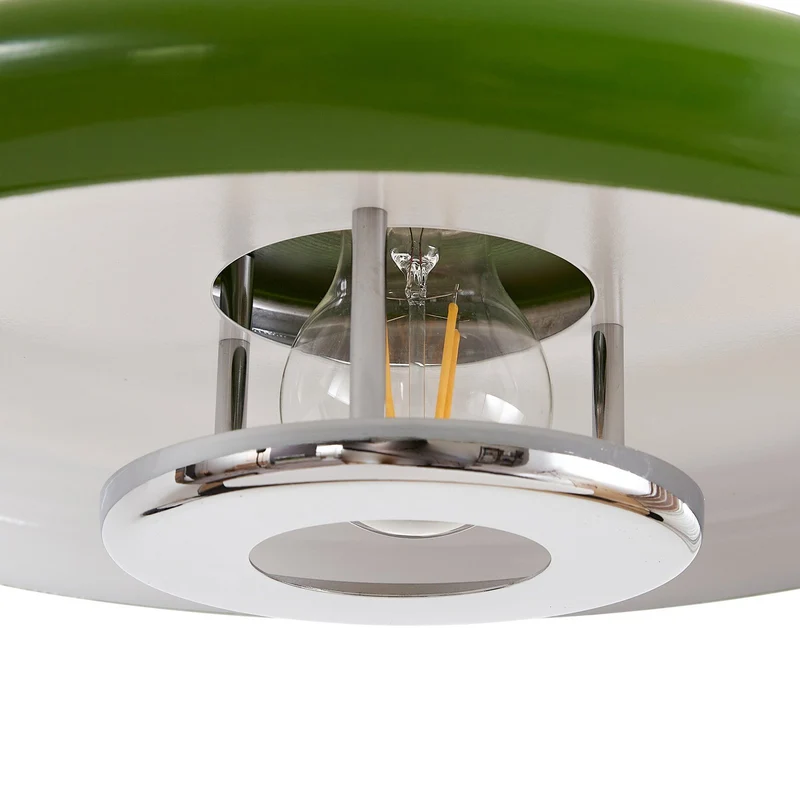 B-Ware Lindby Pendelleuchte Branford Hängeleuchte Retro Lampe Ø 35 cm grün Metall E27