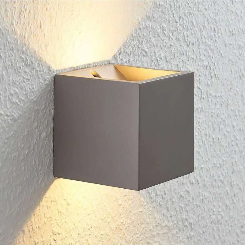 B-Ware Lindby Wandleuchte Wandlampe LED Beton Cataleya Grau Wohnbereich 11,5 cm 300339