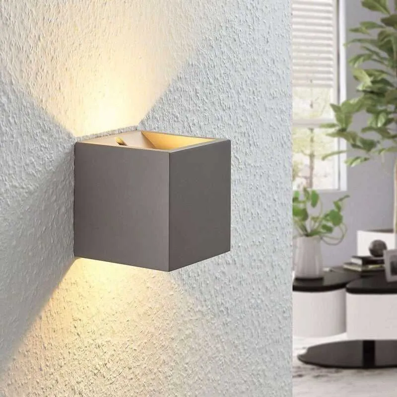 B-Ware Lindby Wandleuchte Wandlampe LED Beton Cataleya Grau Wohnbereich 11,5 cm 300339