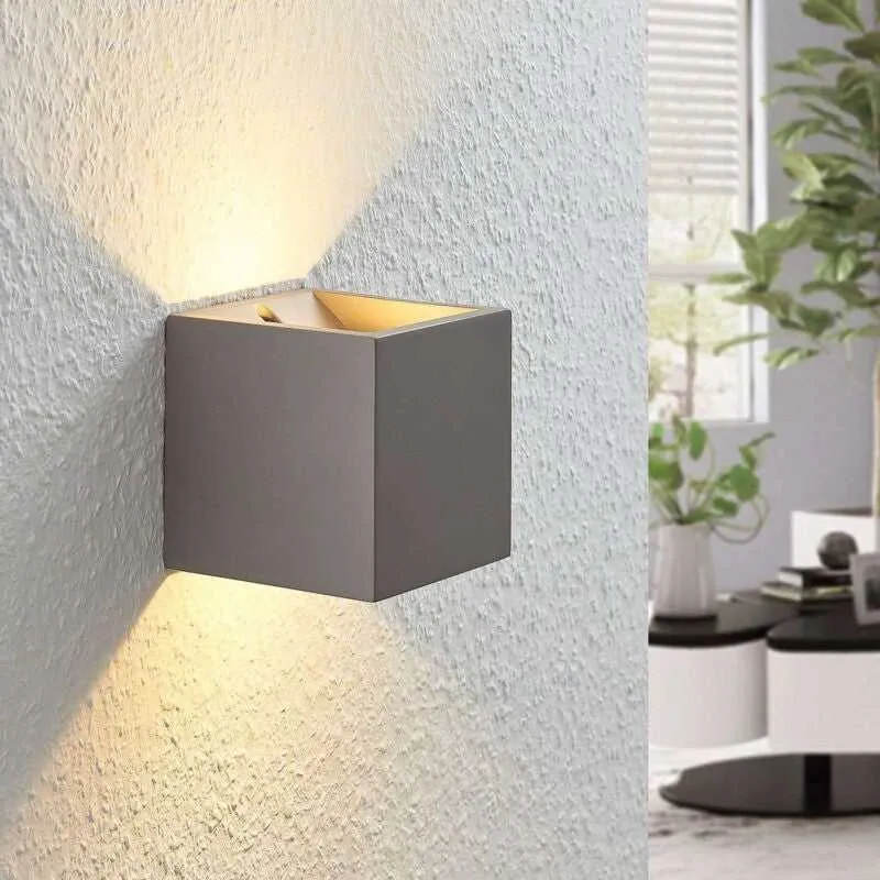 B-Ware Lindby Wandleuchte Wandlampe LED Beton Cataleya Grau Wohnbereich 11,5 cm 300339